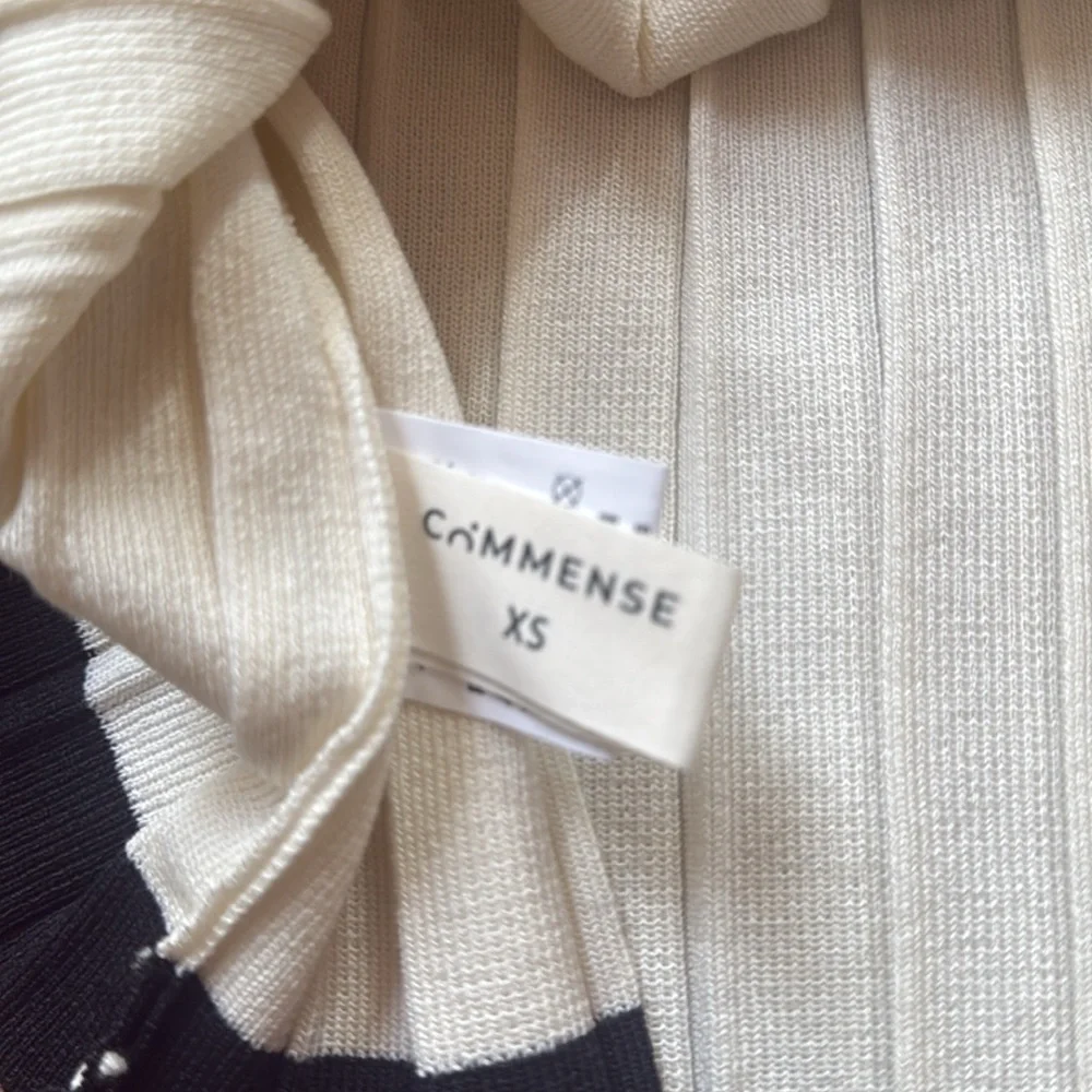 EUC Women's Commense Size XS Contrast Trim Mini Skirt Set Cream White Black - Picture 7 of 9